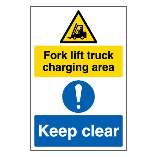 Fork Lift Charging Area Safety Sign Keep Clear Warehouse