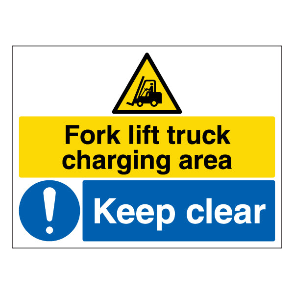 Fork Lift Charging Area Keep Clear Safety Sign Warehouse