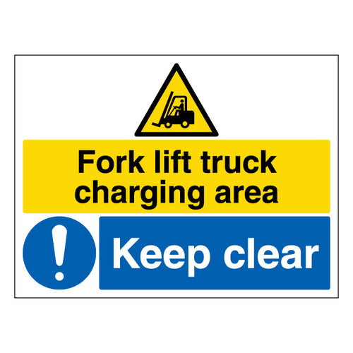Fork Lift Charging Area Keep Clear Safety Sign Warehouse