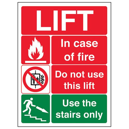 Lift Fire Notice Safety Sign Compliant For Employers