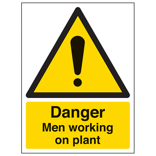 Danger Men Working On Plant Safety Sign Portrait Workplace