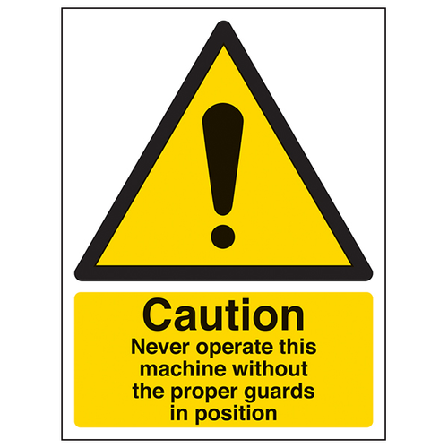 Never Operate Without Guards Safety Sign Industrial Users