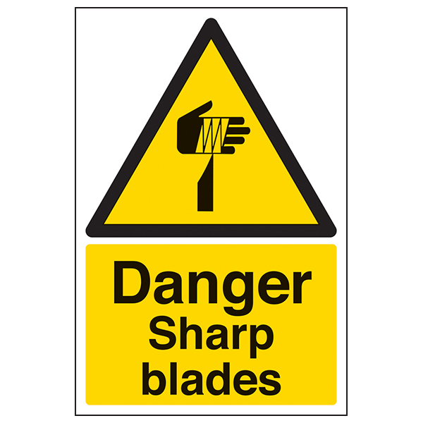 Danger Sharp Blades Sign Portrait For Workplace Safety