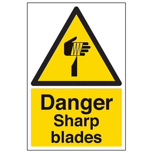 Danger Sharp Blades Sign Portrait For Workplace Safety