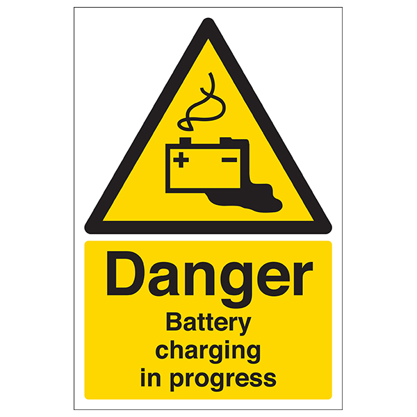 Danger Battery Charging In Progress Sign Portrait Safety