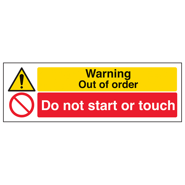 Warning Out Of Order Safety Sign High Contrast For Site