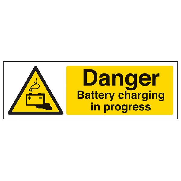 Danger Battery Charging In Progress Sign Landscape Office