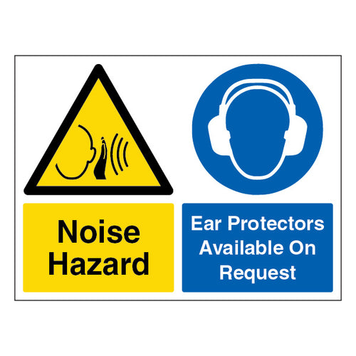 Noise Hazard Safety Sign Ear Protectors Available For Staff