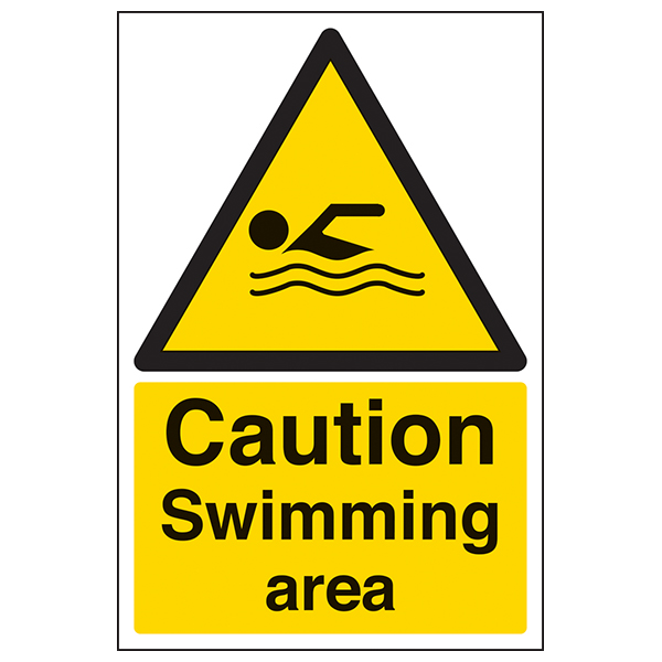 Caution Swimming Area - Portrait