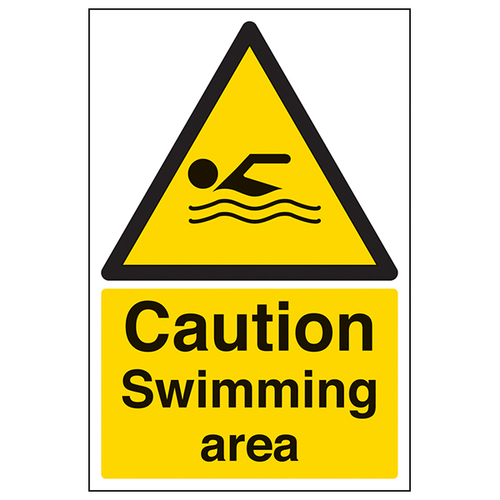 Caution Swimming Area - Portrait