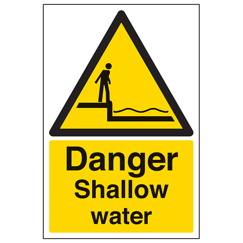High Visibility Danger Shallow Water Safety Sign Pool Staff