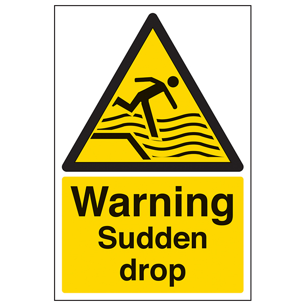 Sudden Drop Safety Sign High Contrast For Worksite Durable