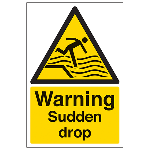 Sudden Drop Safety Sign High Contrast For Worksite Durable