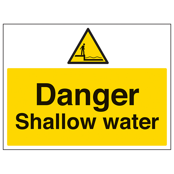 Danger Shallow Water Safety Sign High Visibility Worksite