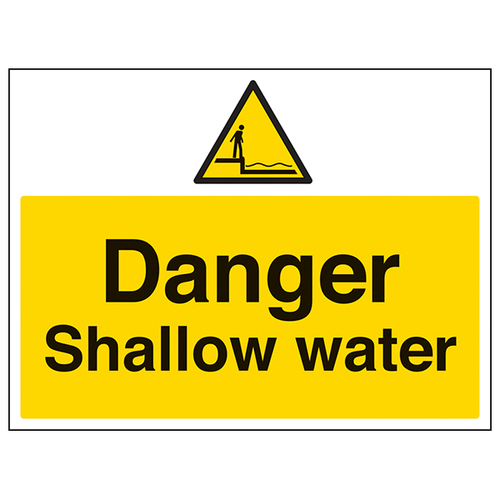 Danger Shallow Water Safety Sign High Visibility Worksite