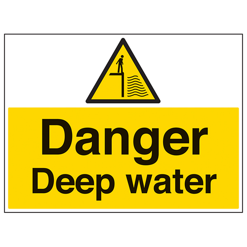 Danger Deep Water Safety Sign Emergency Warning For Worksite