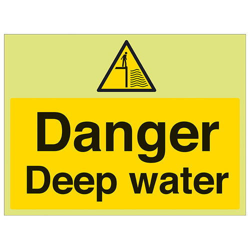 GITD Deep Water Safety Sign Photoluminescent For Staff