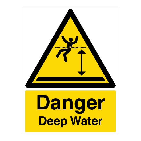 Danger Deep Waters Sign Portrait For Employees Safety