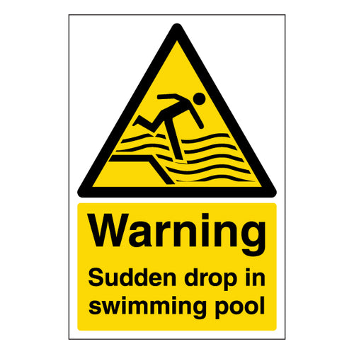 Warning Sudden Drop In Pool Safety Sign For Facilities