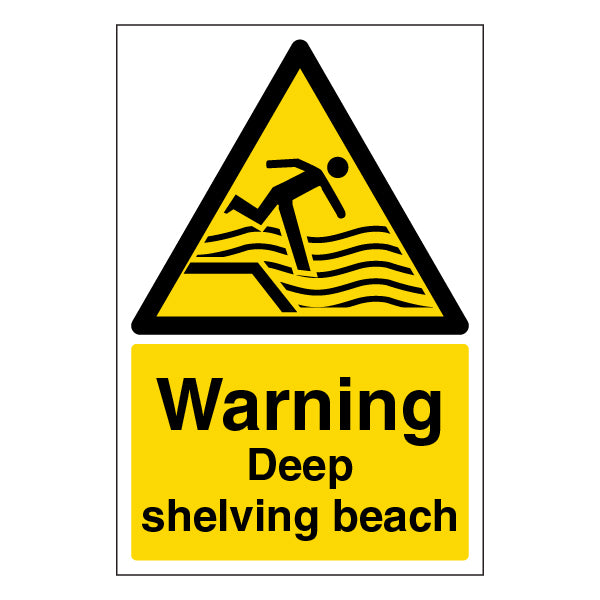 Deep Shelving Beach Warning Safety Sign Essential Alert