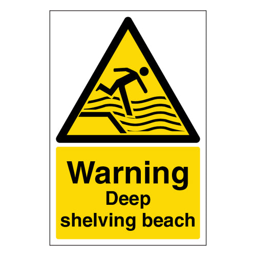 Deep Shelving Beach Warning Safety Sign Essential Alert