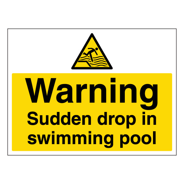 Sudden Drop In Pool Safety Sign Large Durable Owners