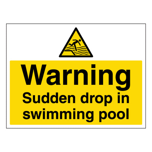 Sudden Drop In Pool Safety Sign Large Durable Owners