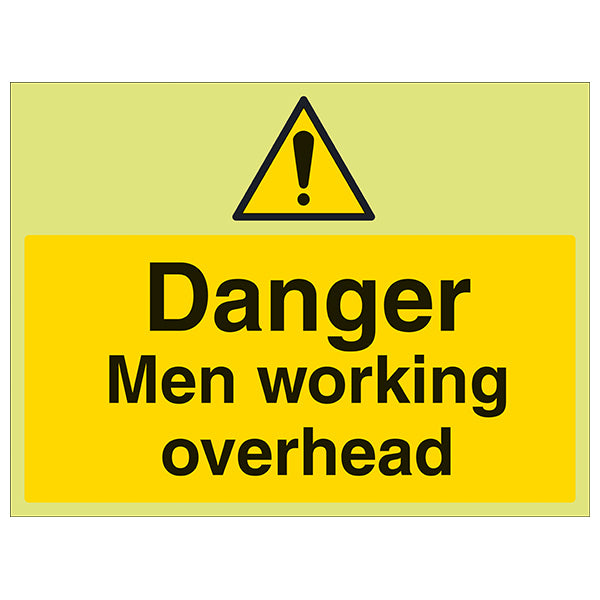 GITD Men Working Overhead Safety Sign For Construction Glow