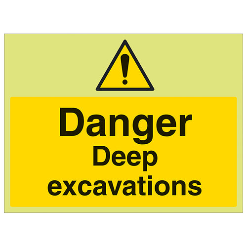 GITD Deep Excavation Safety Sign Photoluminescent For Site