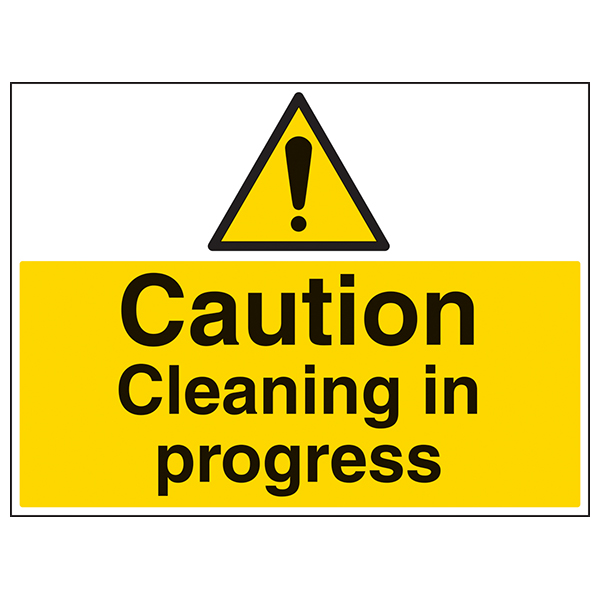 Caution Cleaning In Progress Adhesive Safety Sign For Staff