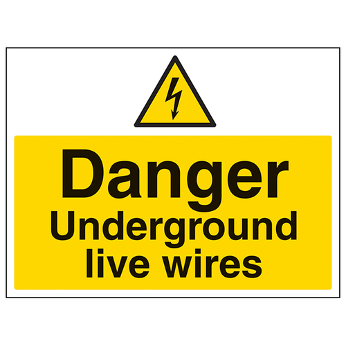 Danger Underground Live Wires Safety Sign High Viz For Crew
