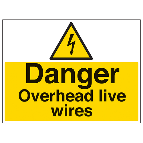 Overhead Live Wires Safety Sign Large Durable For Workers