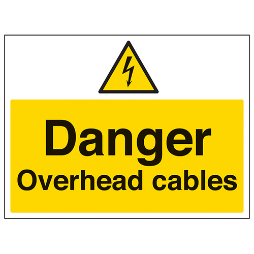 Danger Overhead Cables Safety Sign High Visibility For Site