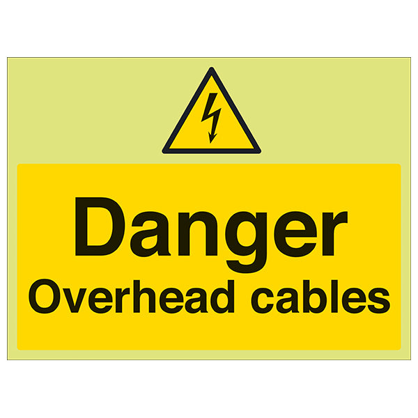 GITD Overhead Cables Safety Sign Photoluminescent For Site