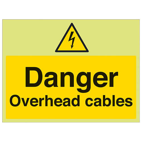 GITD Overhead Cables Safety Sign Photoluminescent For Site