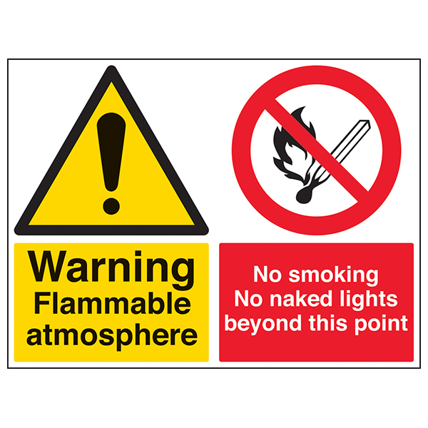 Flammable No Smoking Safety Sign High Contrast For Sites