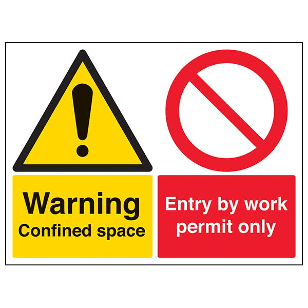 Confined Space Safety Sign High Contrast Yellow For Workers