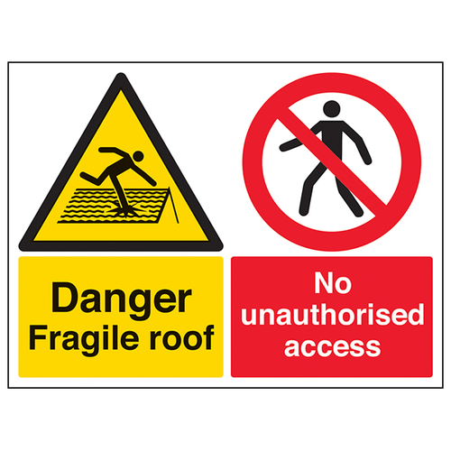 Danger Fragile Roof Safety Sign High Visibility For Workers