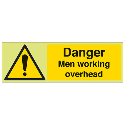 Photoluminescent Men Working Overhead Safety Sign For Sites