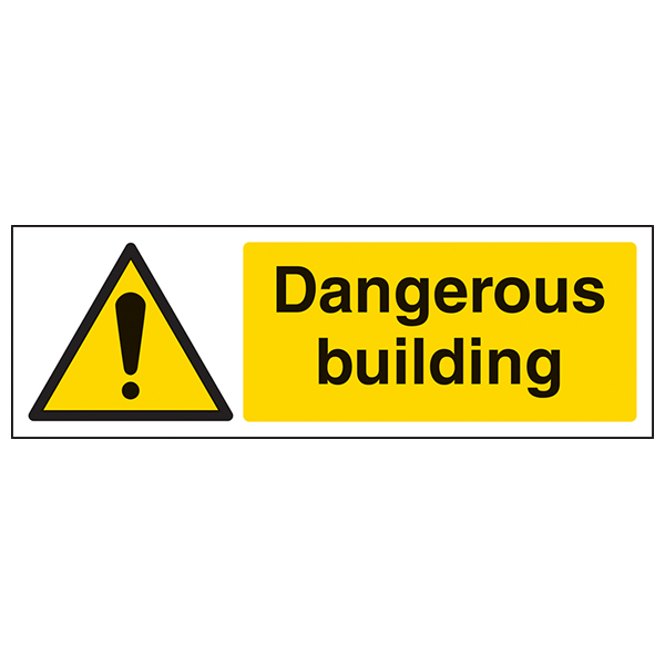 Dangerous Building Sign Landscape Workplace Hazard Awareness