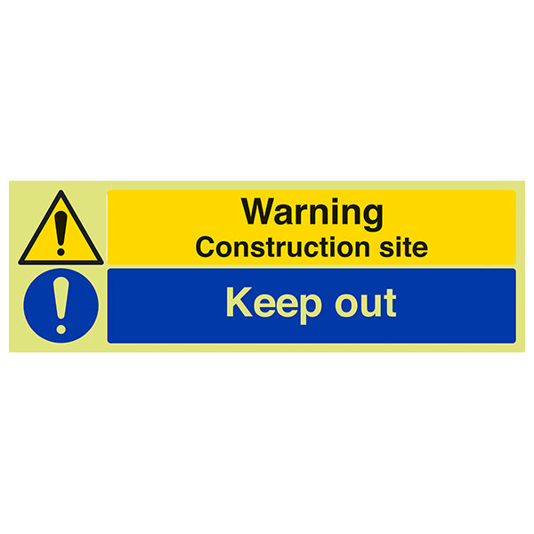 Photoluminescent Safety Sign Keep Out GITD For Contractors
