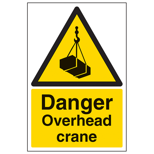 Danger Overhead Crane Safety Sign For Construction Sites