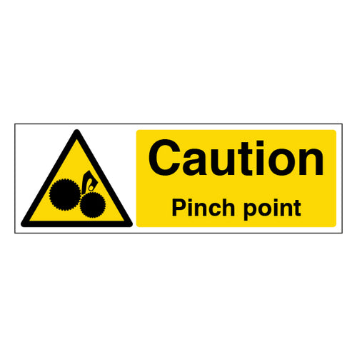High Visibility Caution Pinch Point Safety Sign For Workers