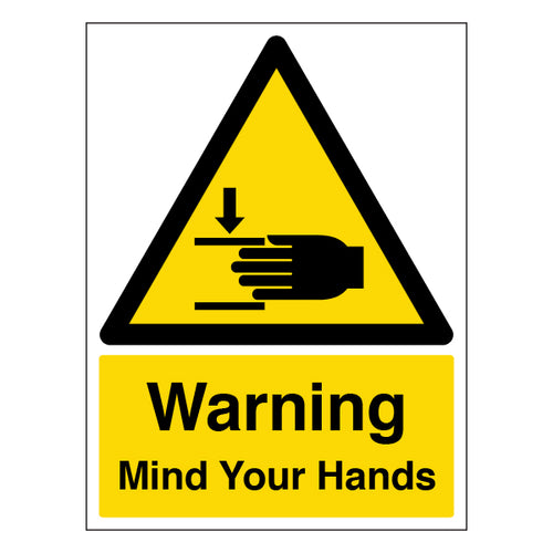 Mind Your Hands Safety Sign Portrait For Staff Compliant