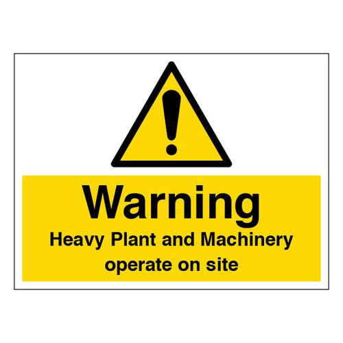 Warning Heavy Plant Machinery Safety Sign For Site Staff