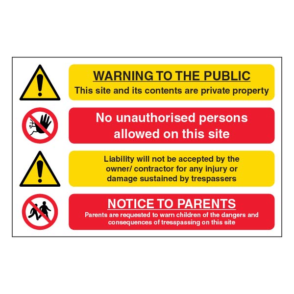 Private Property Safety Sign Clear Durable For Sites