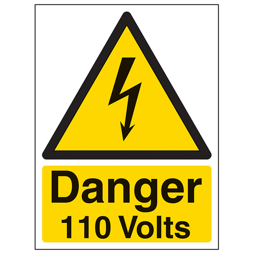 Danger 110 Volts Portrait Warning Sign For Workplace Safety
