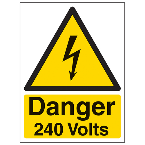 Danger 240 Volts Safety Sign High Visibility For Workplace