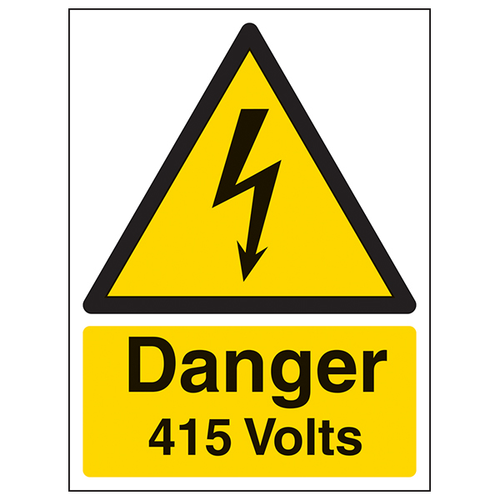 Danger 415 Volts High Voltage Safety Sign For Industry