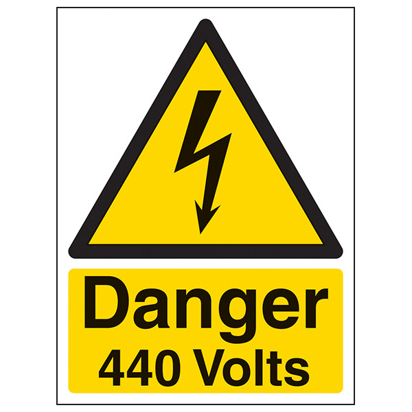 Danger 440 Volts Safety Sign High Voltage For Industry
